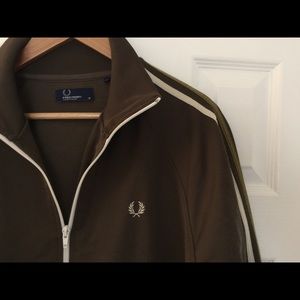 90's Brown Tan Fred Perry Men's Med Track Jacket